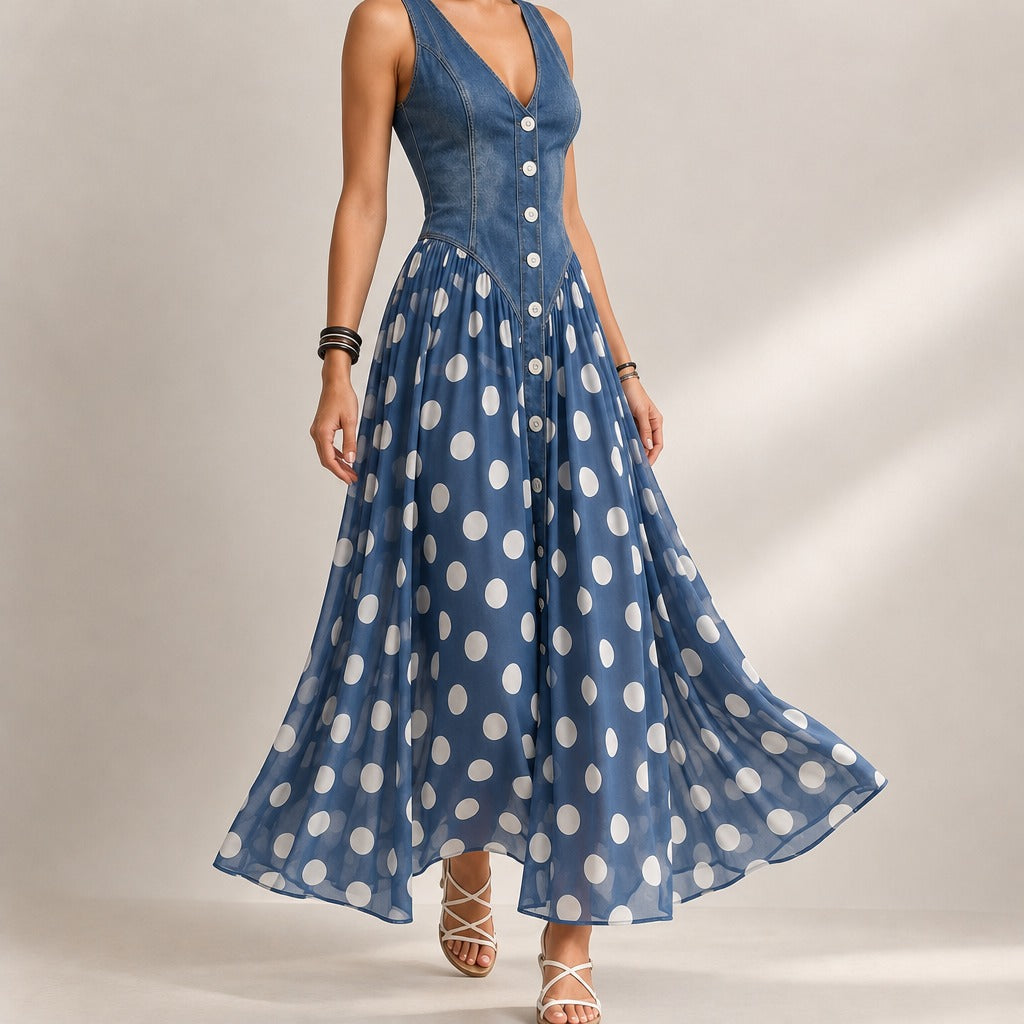 Salome Polka Maxi Dress - Lead Product Detail