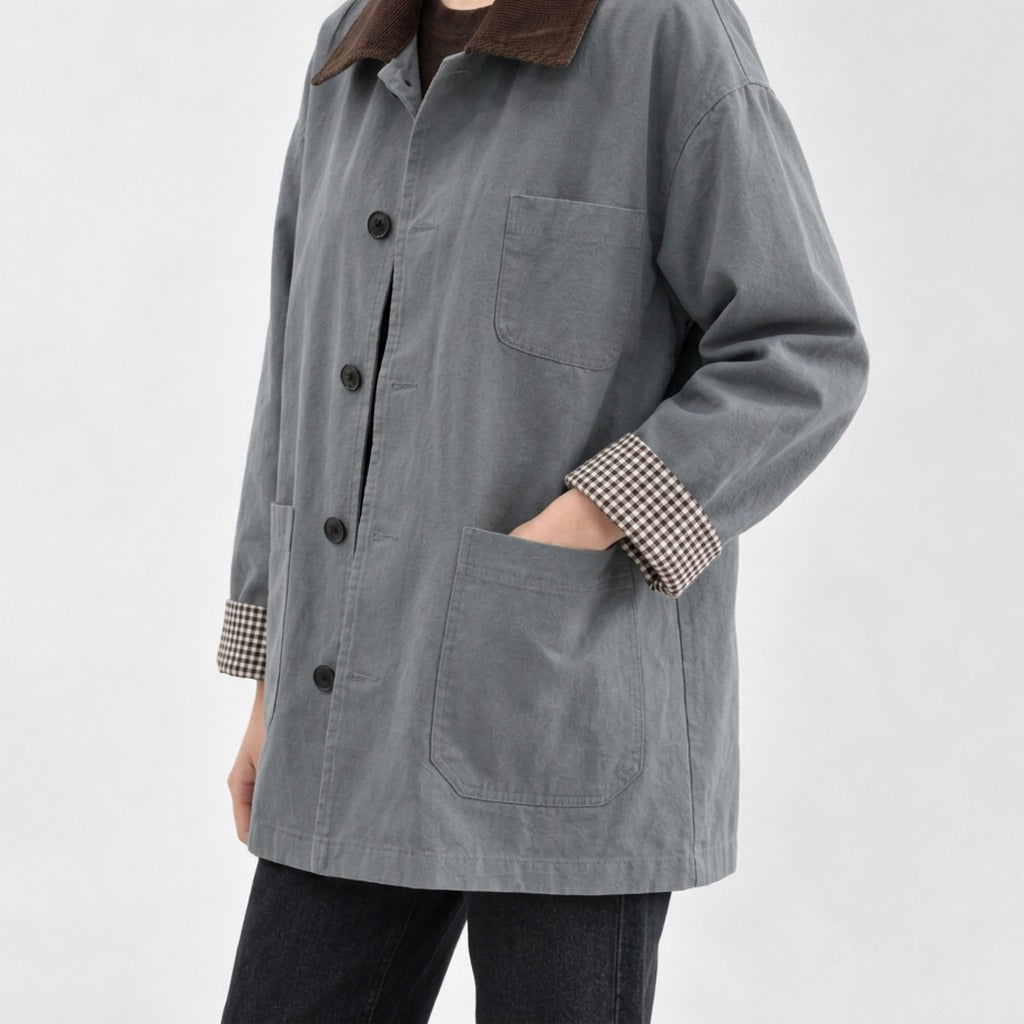 Marianne Contrast Collar Jacket - Lead Product Detail