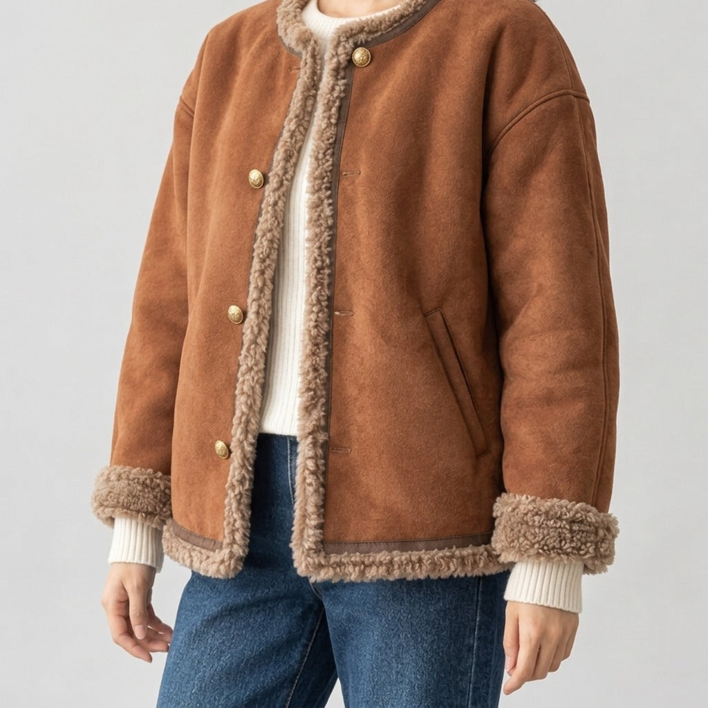 Frieda Shearling Trim Jacket - Lead Product Detail