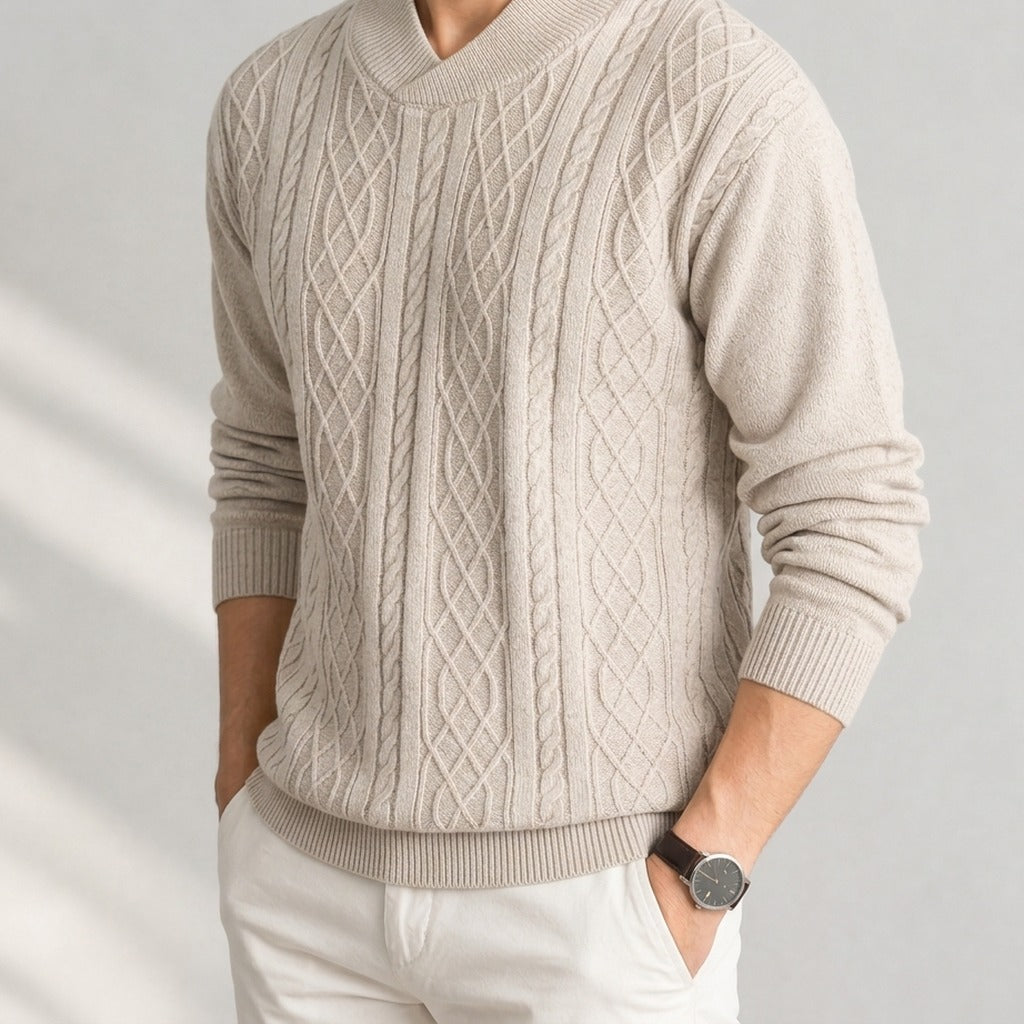 Timothee Cable Knit Sweater - Lead Product Detail