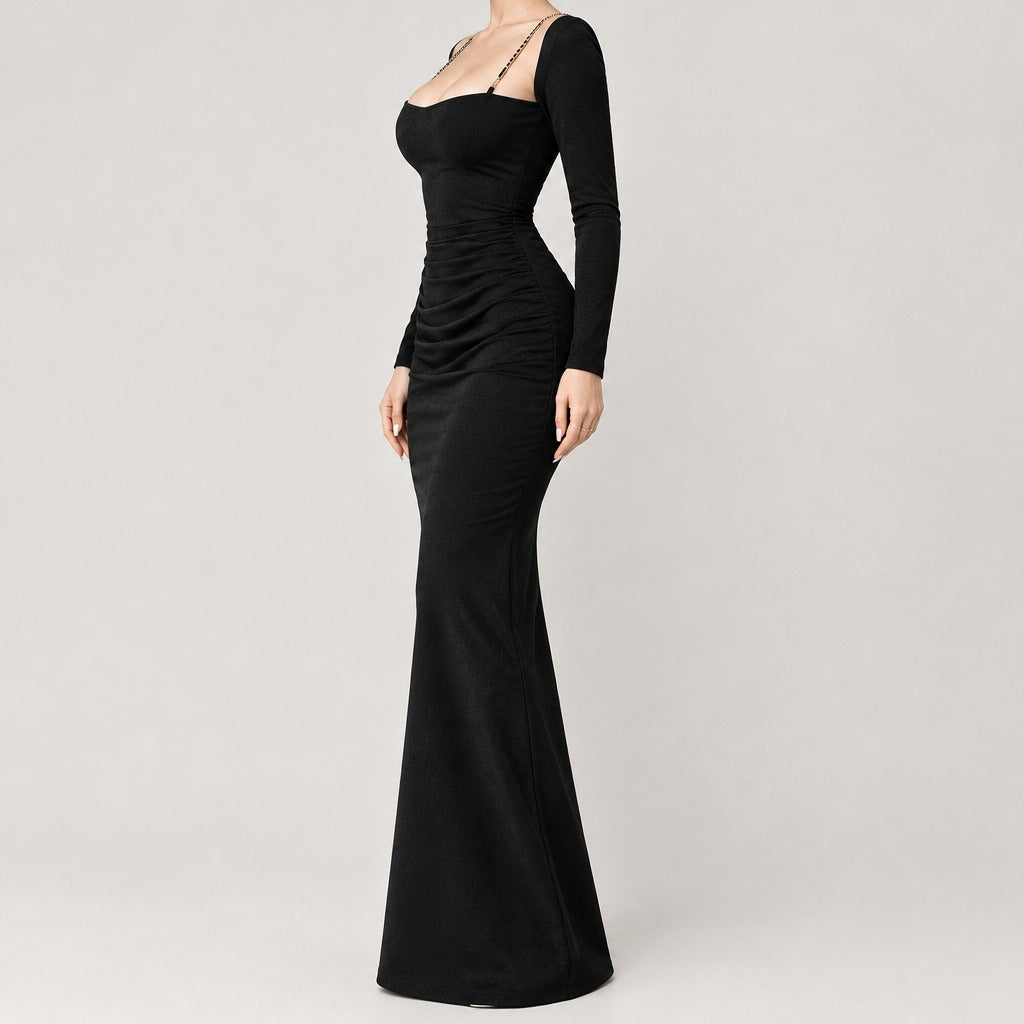 Audhild Ruched Maxi Dress - Lead Product Detail