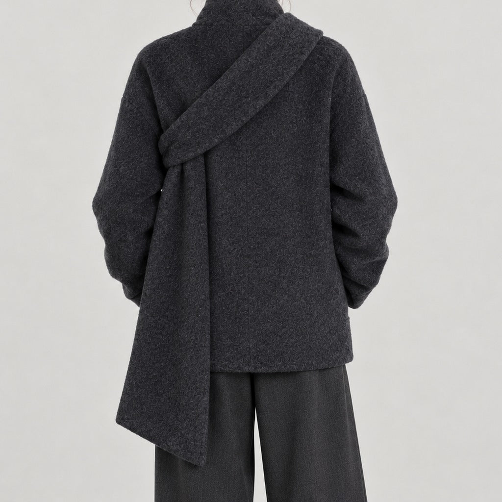 Dorrit Scarf Wool Jacket - Lead Product Detail