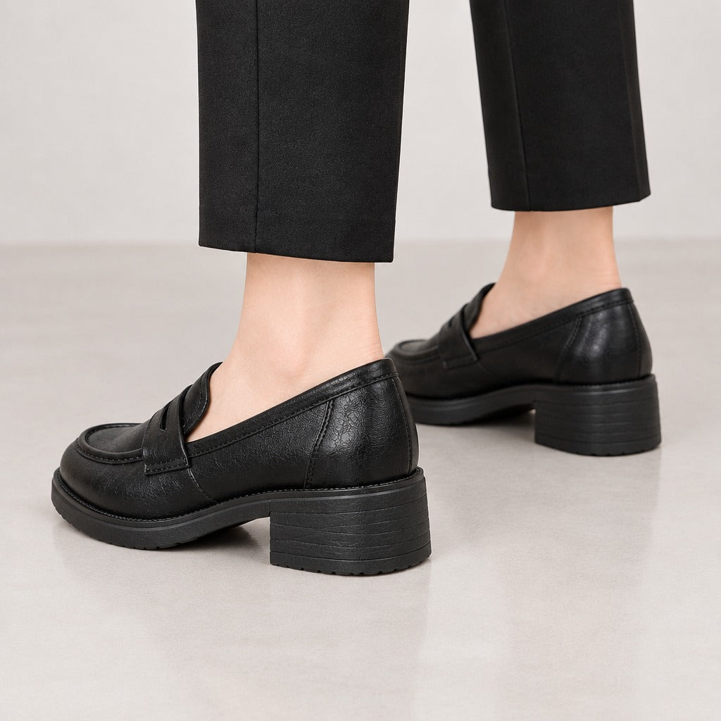 Heidrun Block Heel Loafers - Lead Product Detail