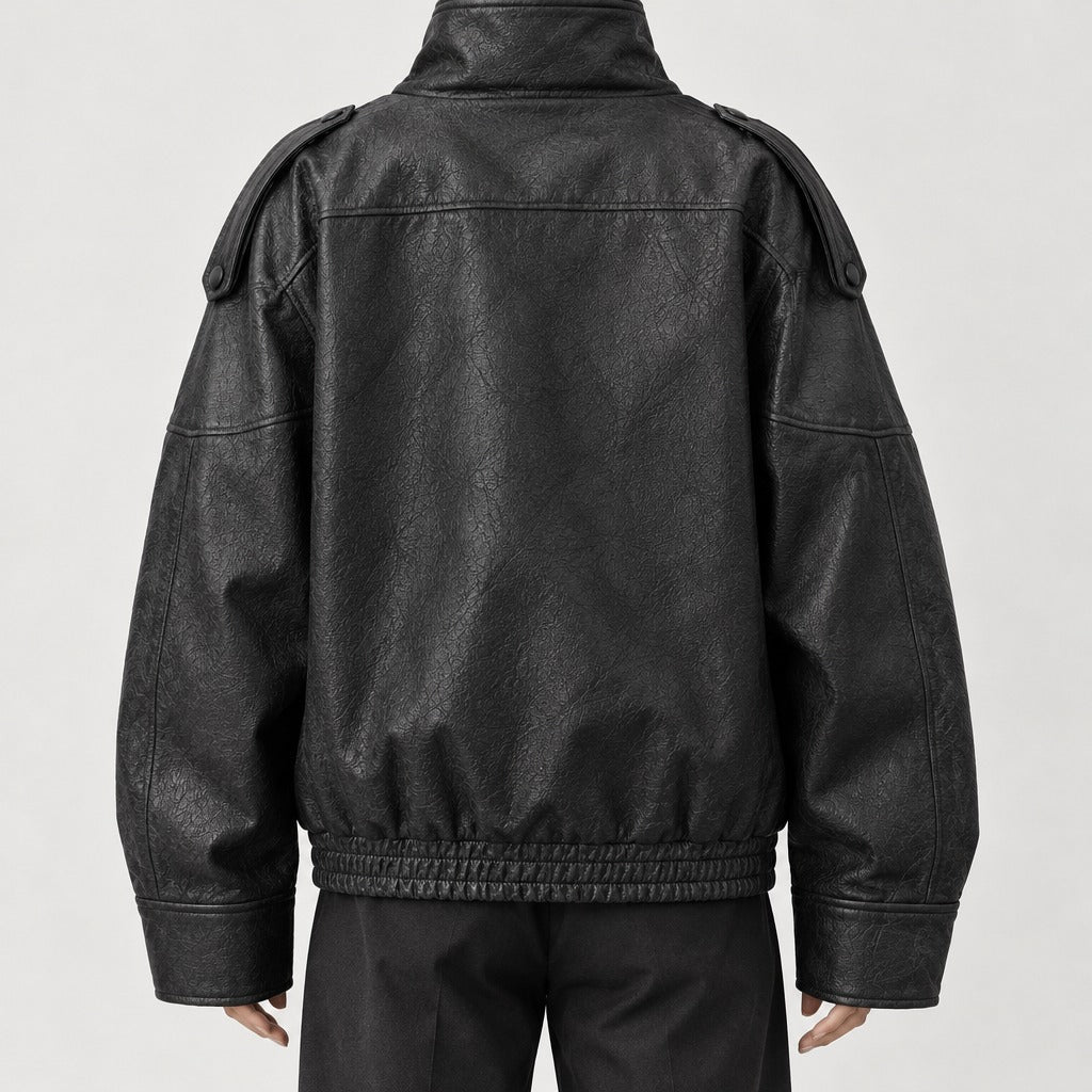 Ingelin Oversized Biker Jacket - Lead Product Detail