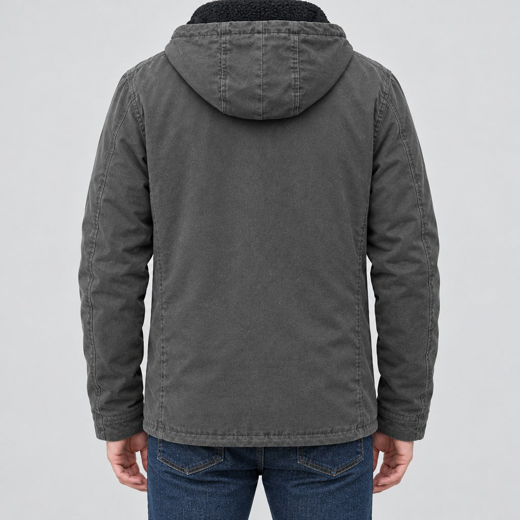 Ebbe Hooded Cotton Jacket - Lead Product Detail