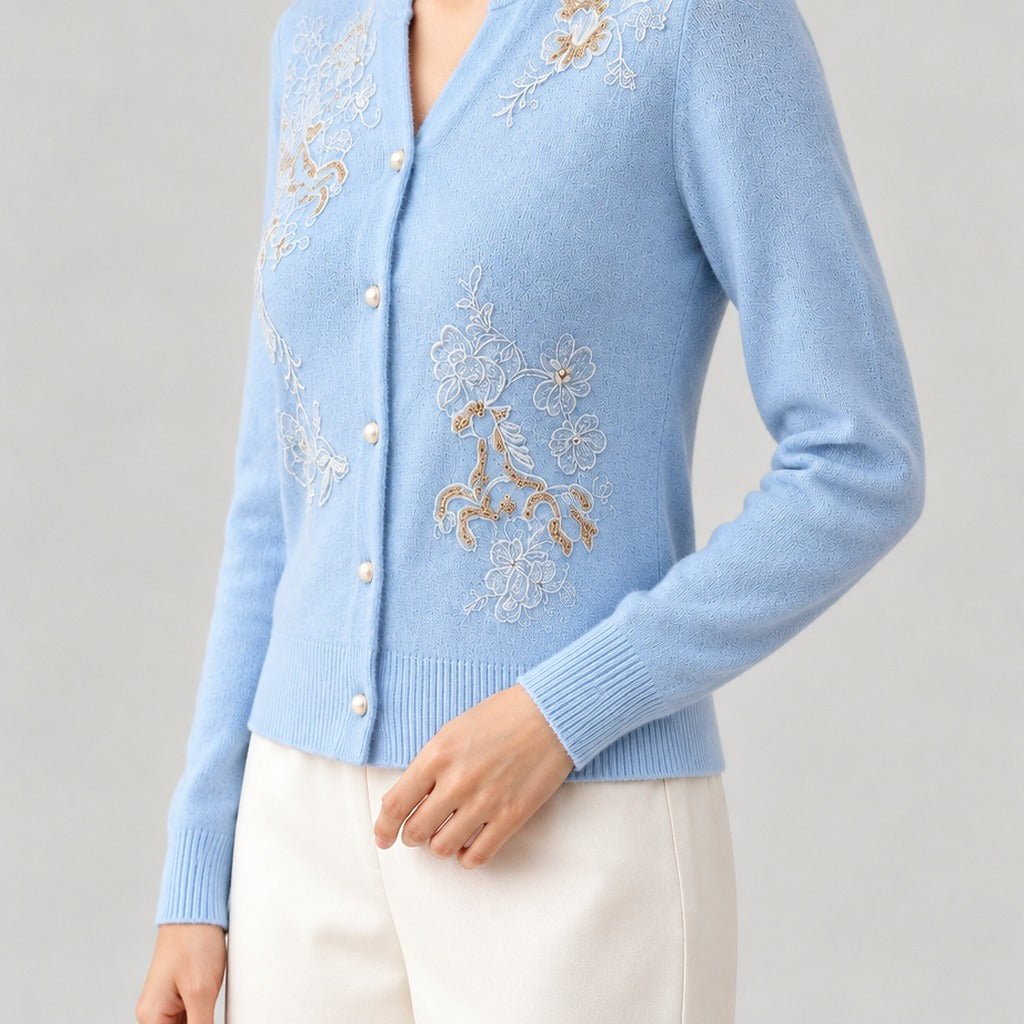 Karolien Cashmere Embroidered Cardigan - Lead Product Detail