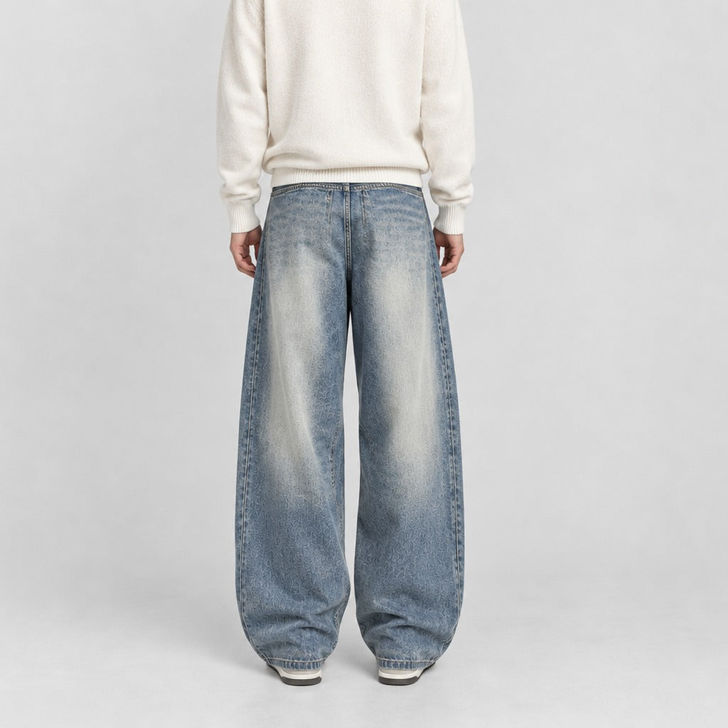 Gideon Washed Wide Leg Jeans - Lead Product Detail