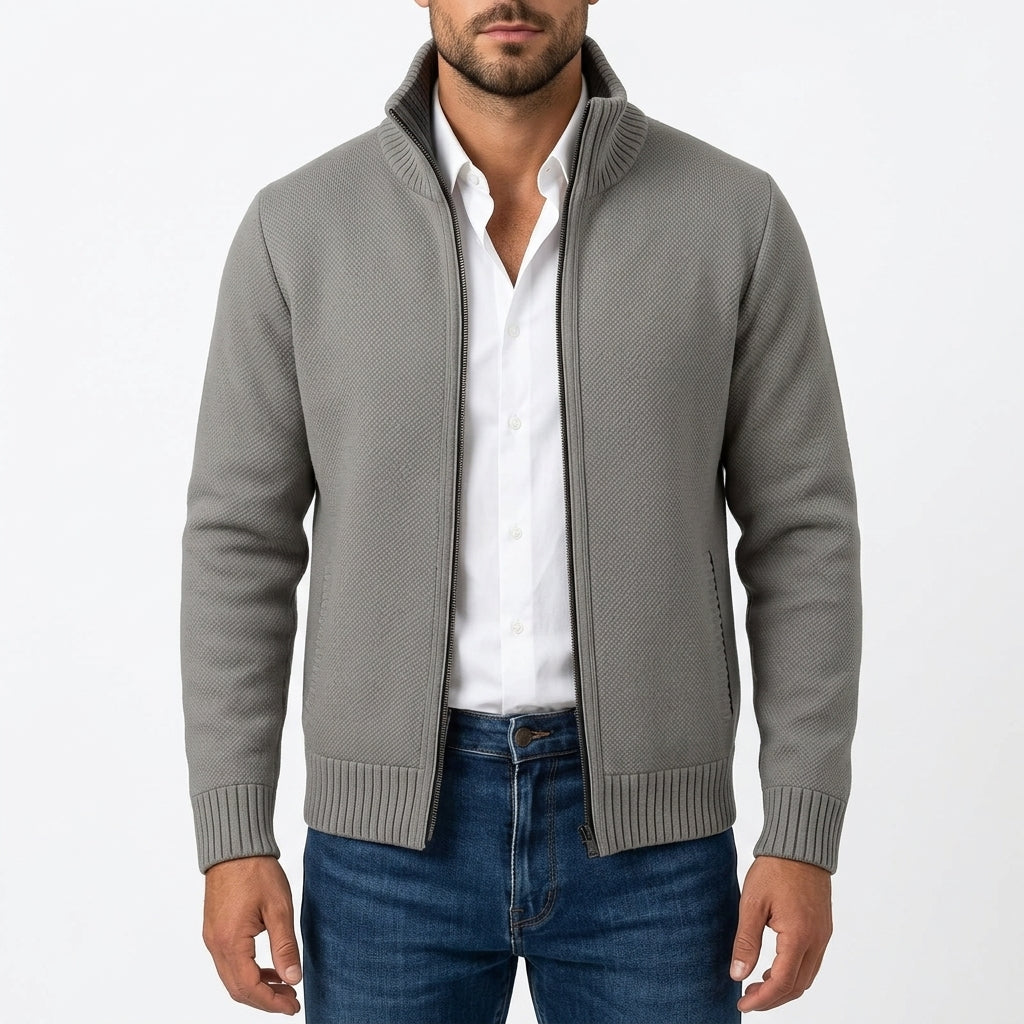 Javier Zip Knit Jacket - Grey