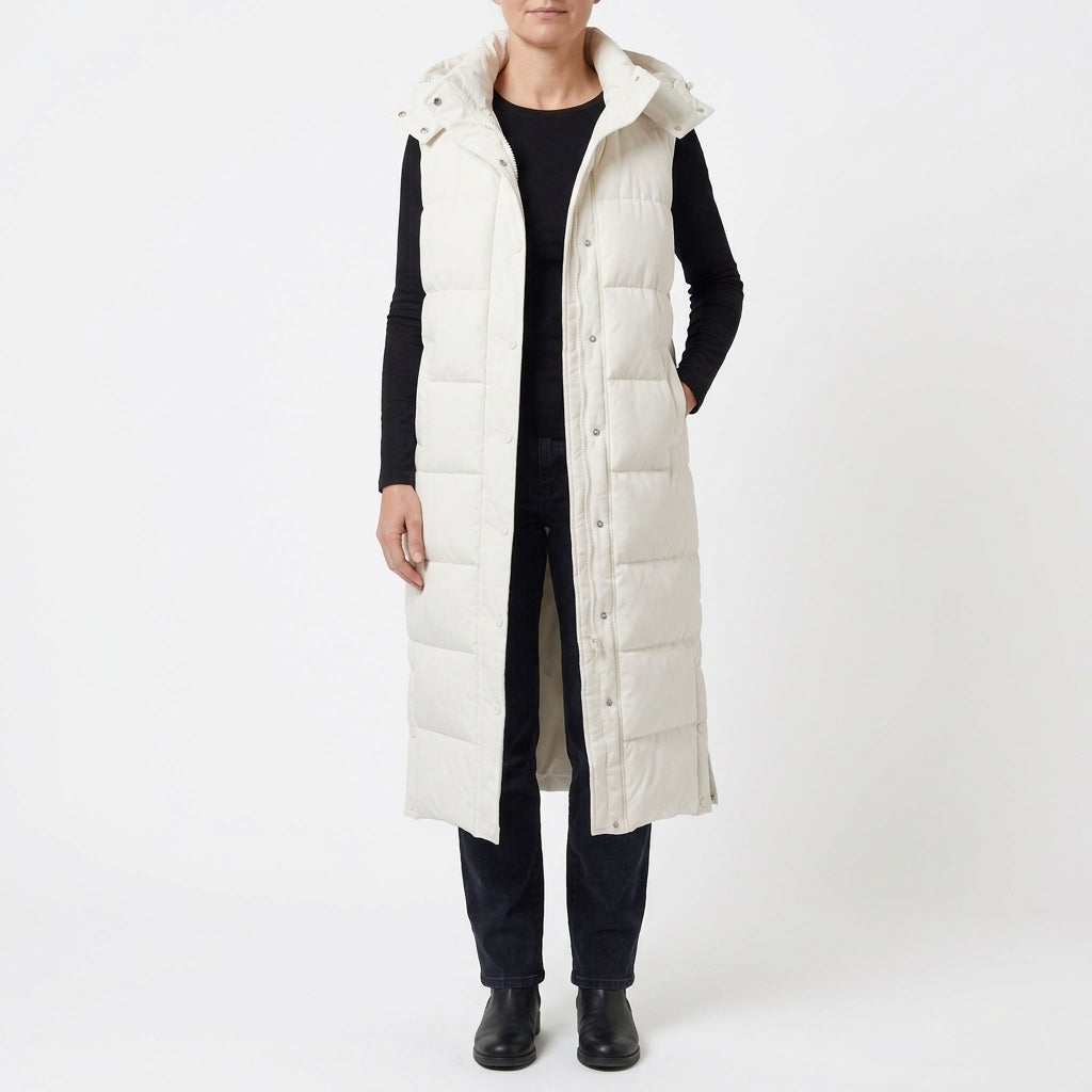 Vanessa Longline Puffer Vest - White