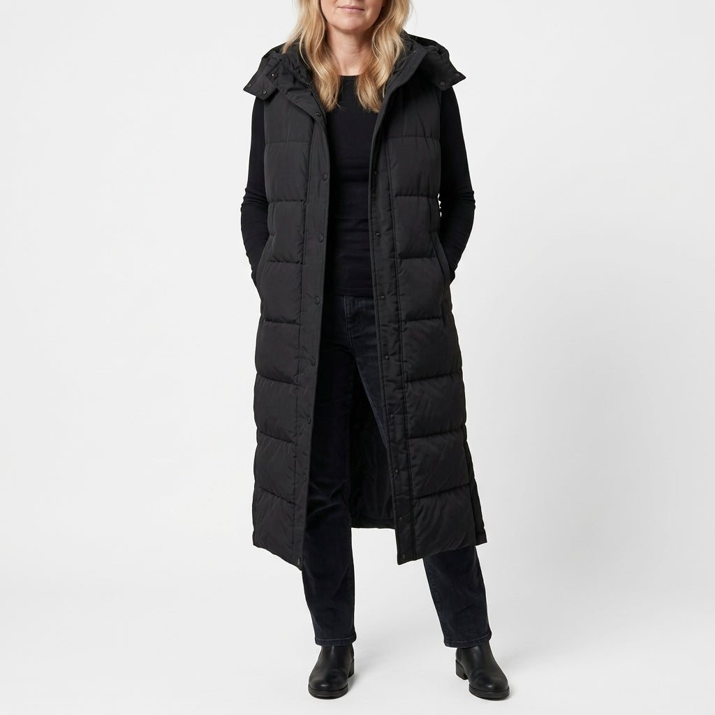 Vanessa Longline Puffer Vest - Black