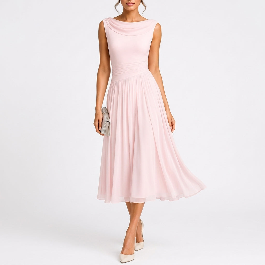 Brigitte Cowl Neck Dress - Pink