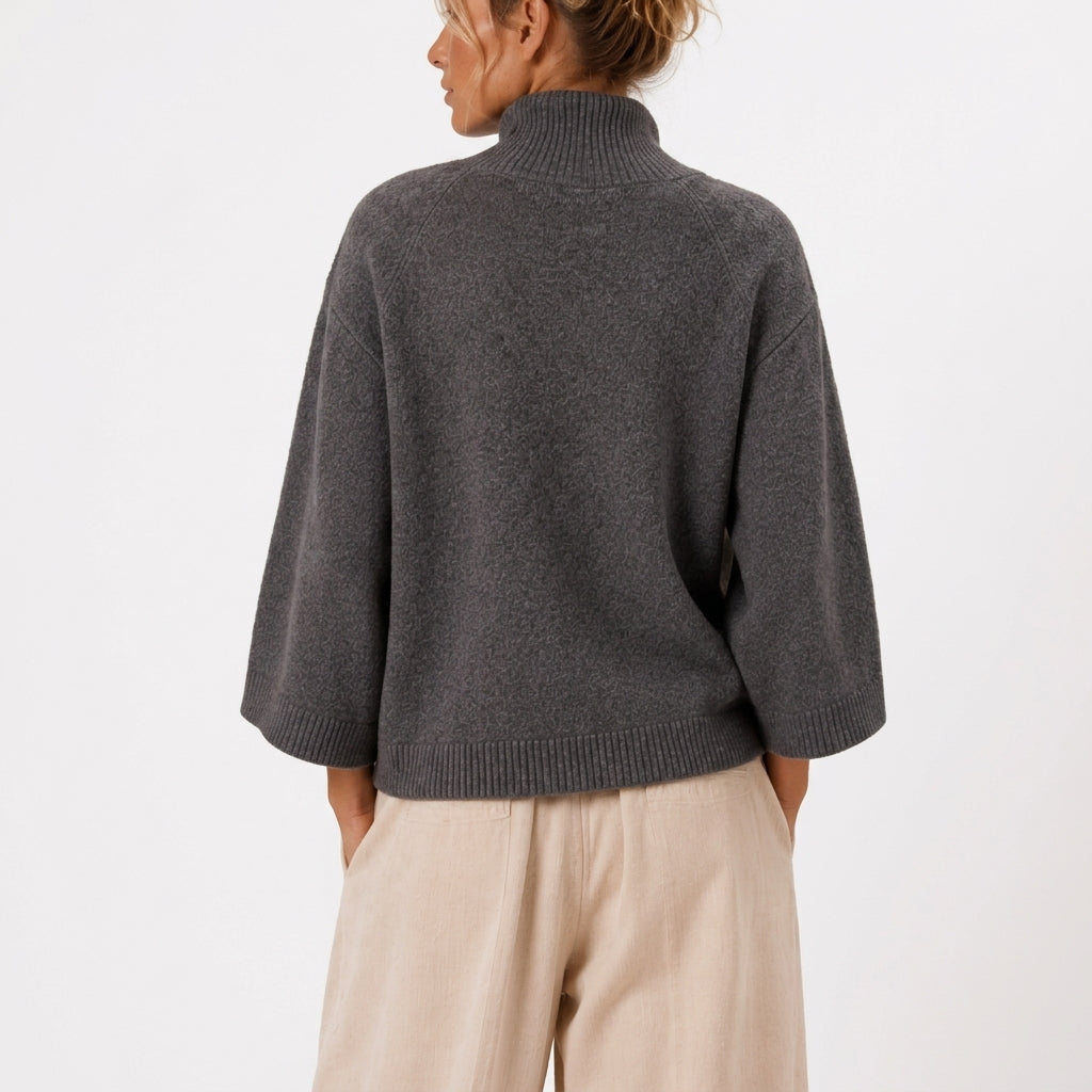 Marit Funnel Neck Sweater - Blue