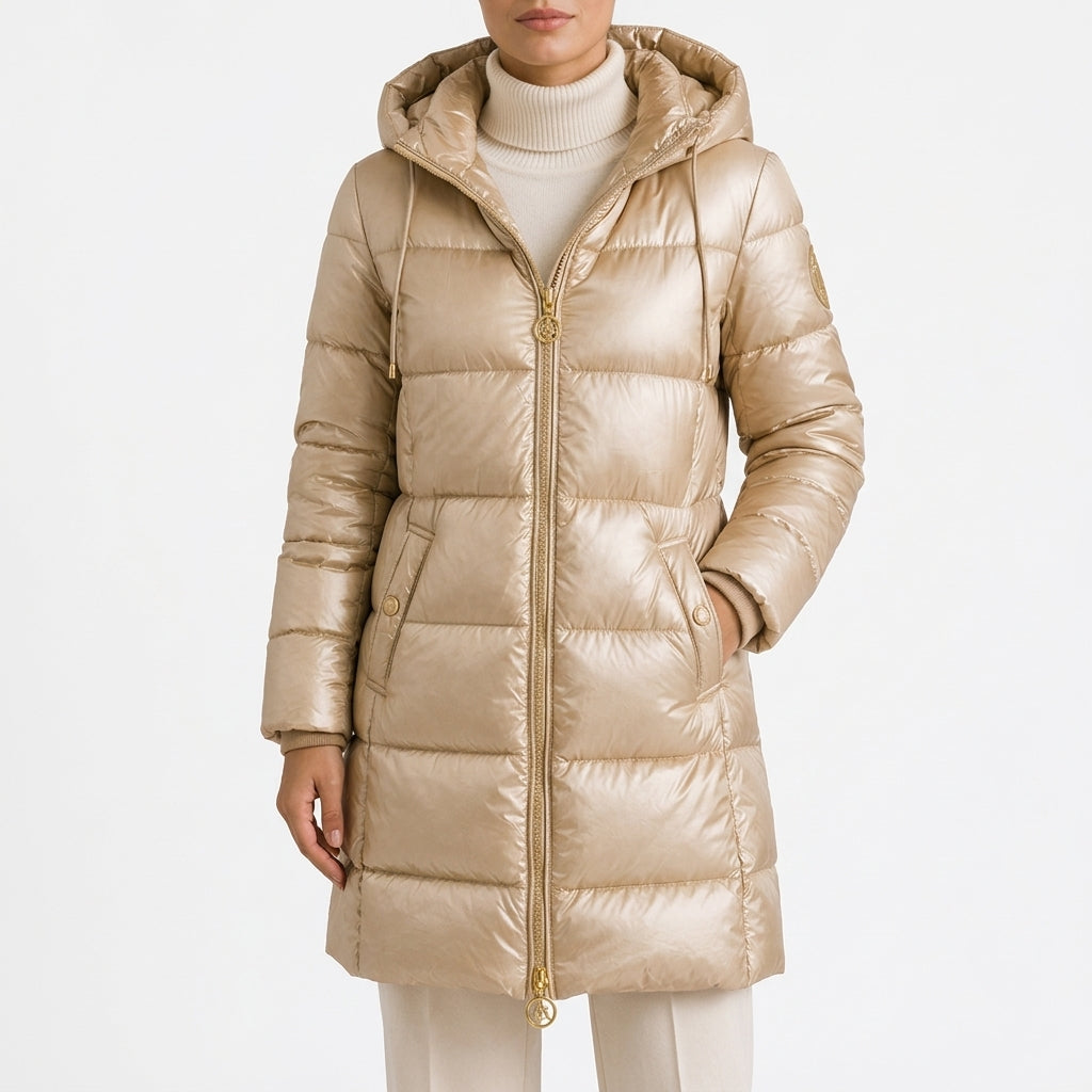 Helga Metallic Puffer Coat - Champagne