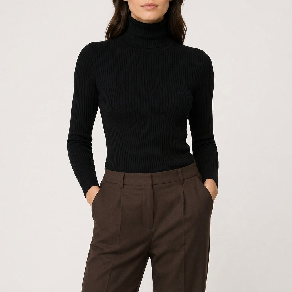 Frida Ribbed Turtleneck - Black