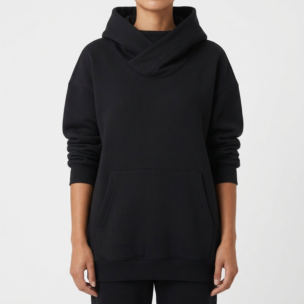 Inga Crossover Hoodie - Black