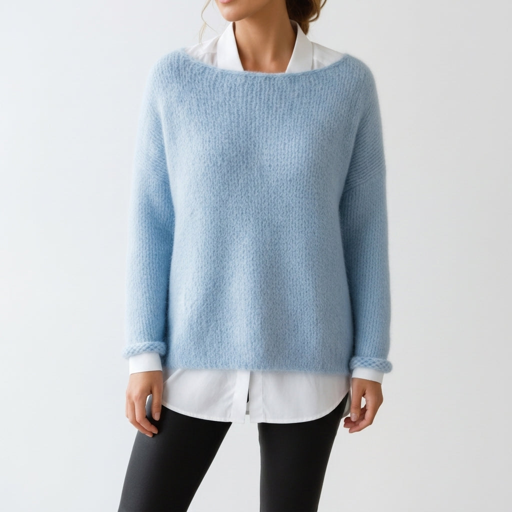 Maja Brushed Sweater - Light Blue
