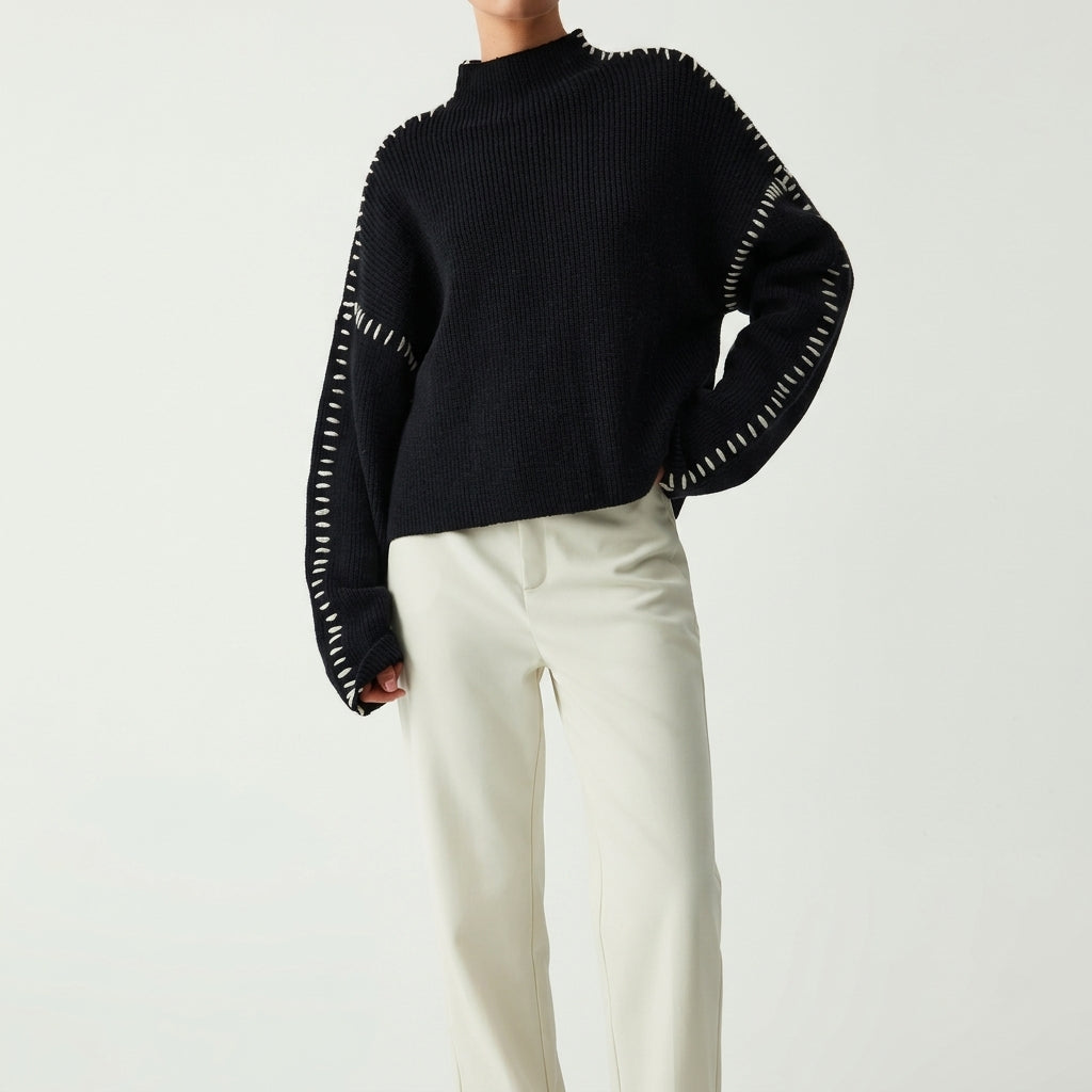Hedda Whipstitch Sweater - Black