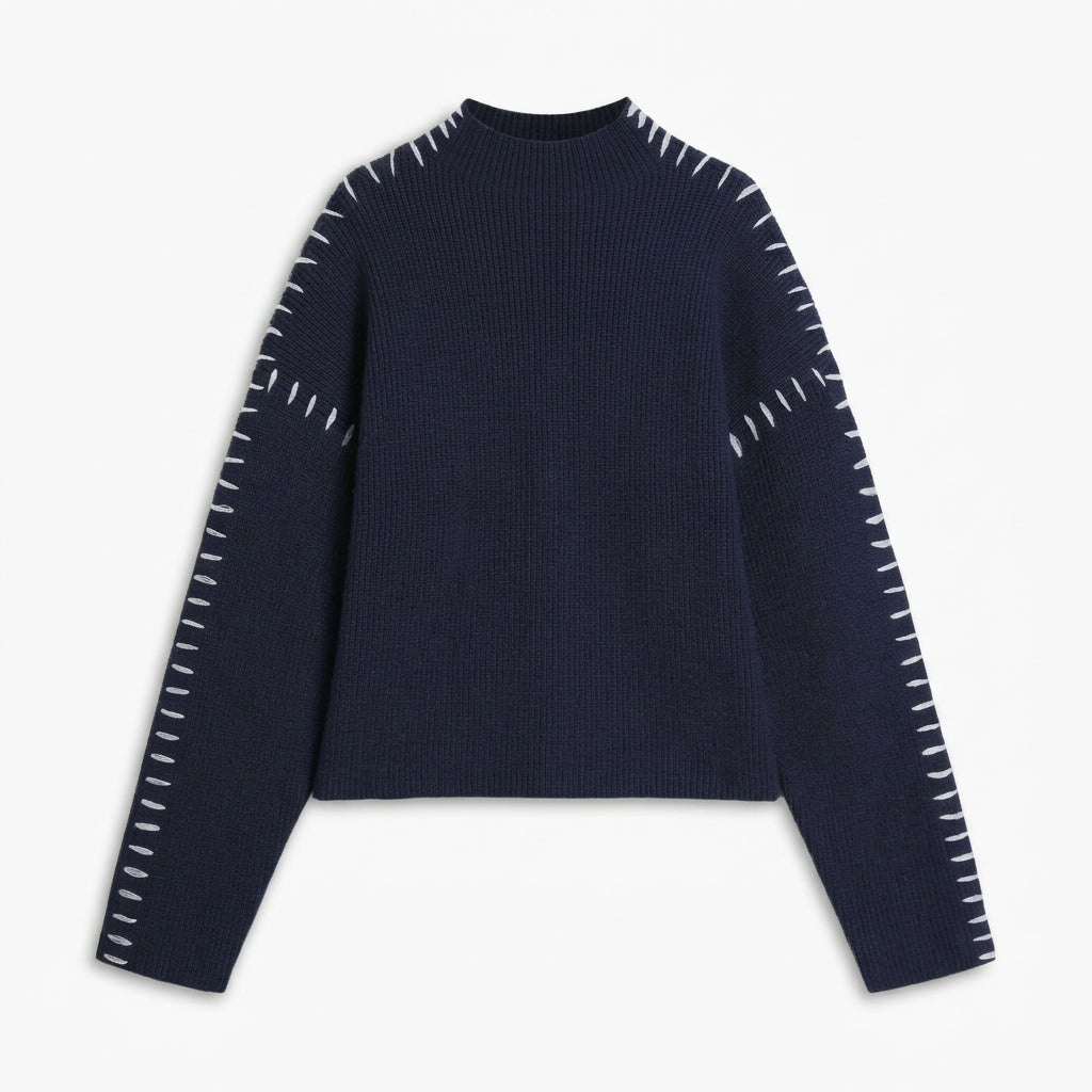 Hedda Whipstitch Sweater - Navy