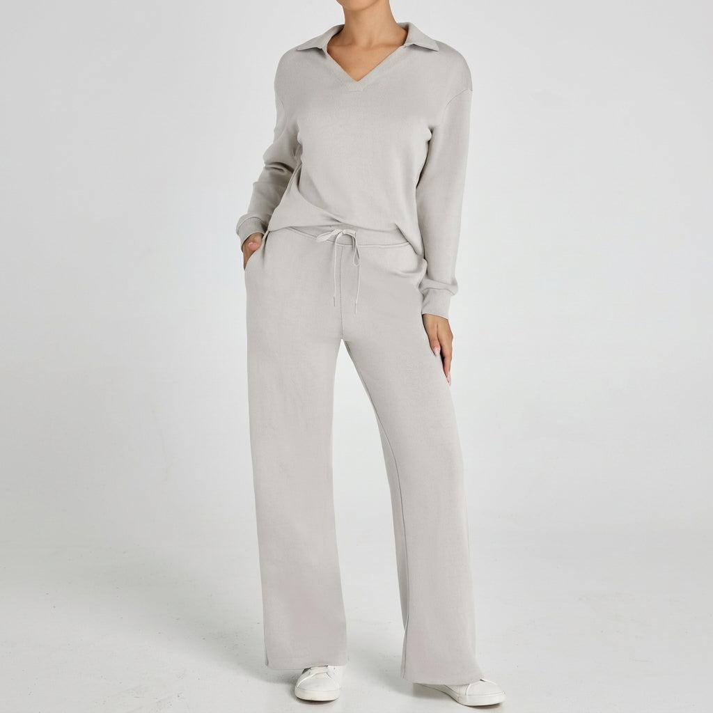 Elsa Collared Lounge Set - Grey