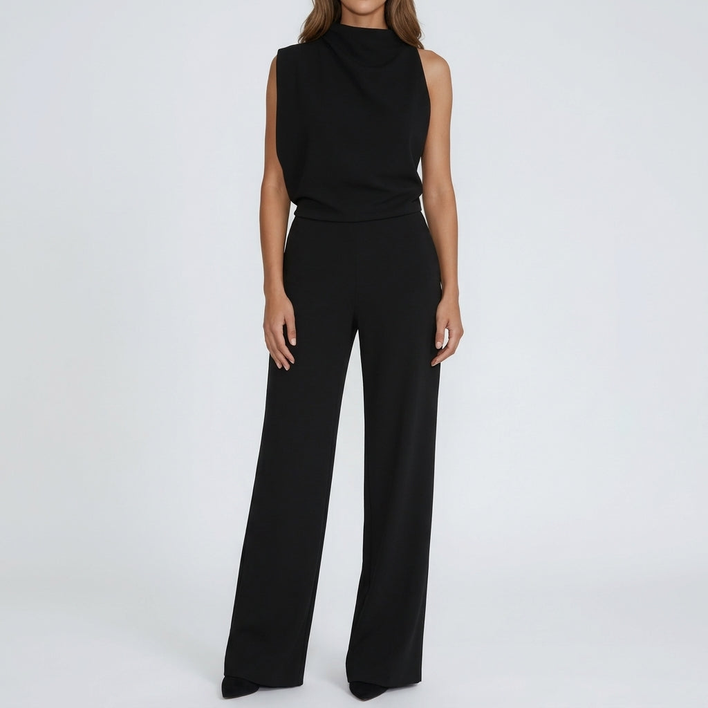 Sigrid Mock Neck Jumpsuit - Black