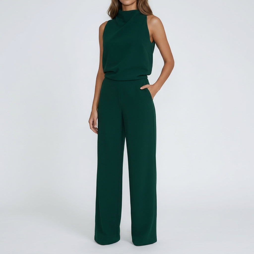 Sigrid Mock Neck Jumpsuit - Green