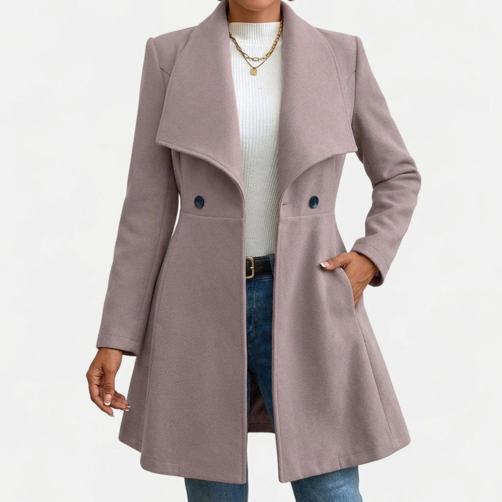 Saskia Wrap Collar Coat - Mauve