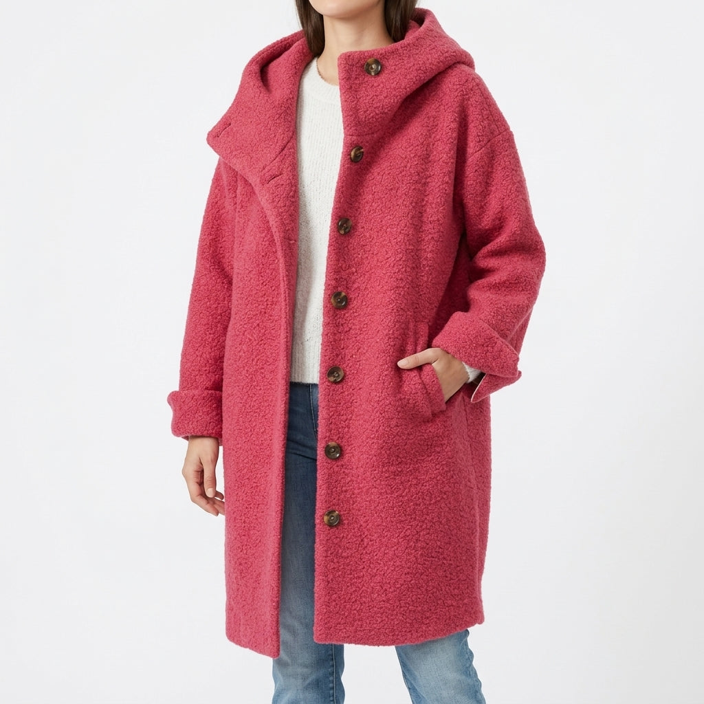 Hanne Wool Boucle Coat - Raspberry