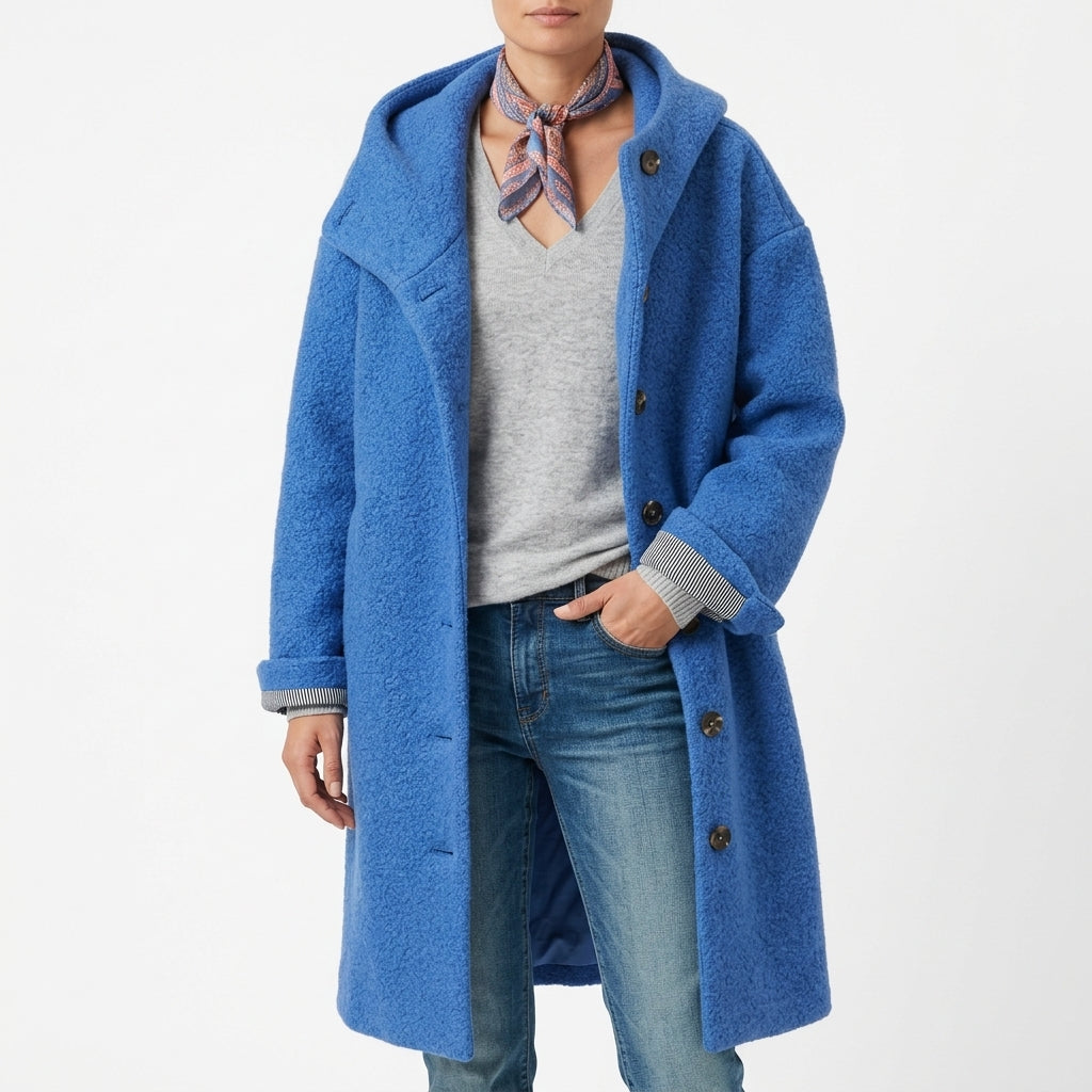 Hanne Wool Boucle Coat - Blue