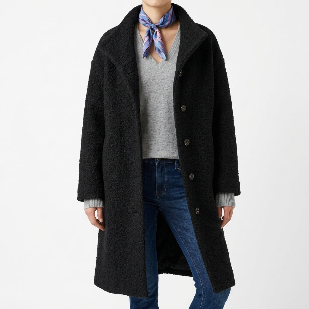 Hanne Wool Boucle Coat - Black