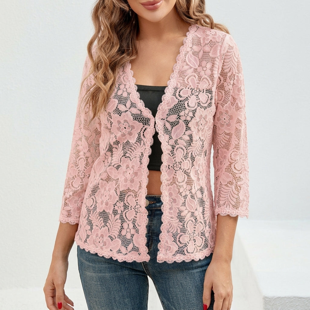 Linn Lace Cardigan - Pink
