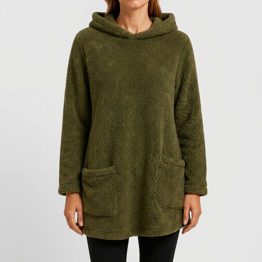 Gerda Sherpa Hoodie - Olive Green