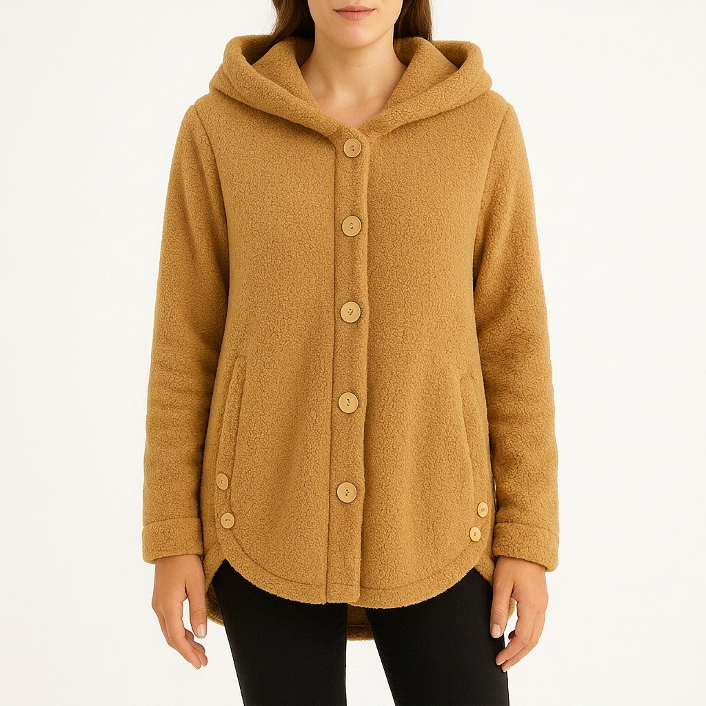 Ebba Sherpa Button Jacket - Mustard Yellow