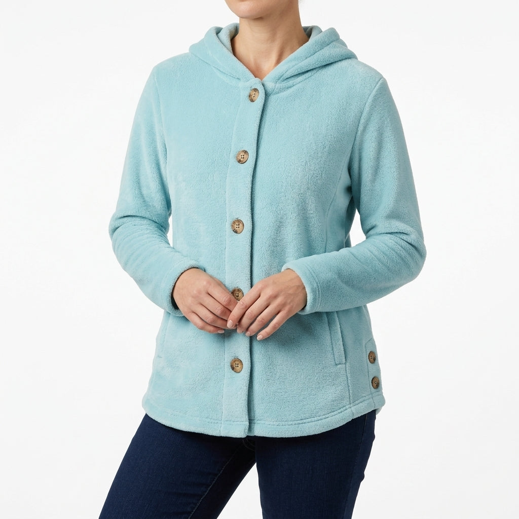 Ebba Sherpa Button Jacket - Blue