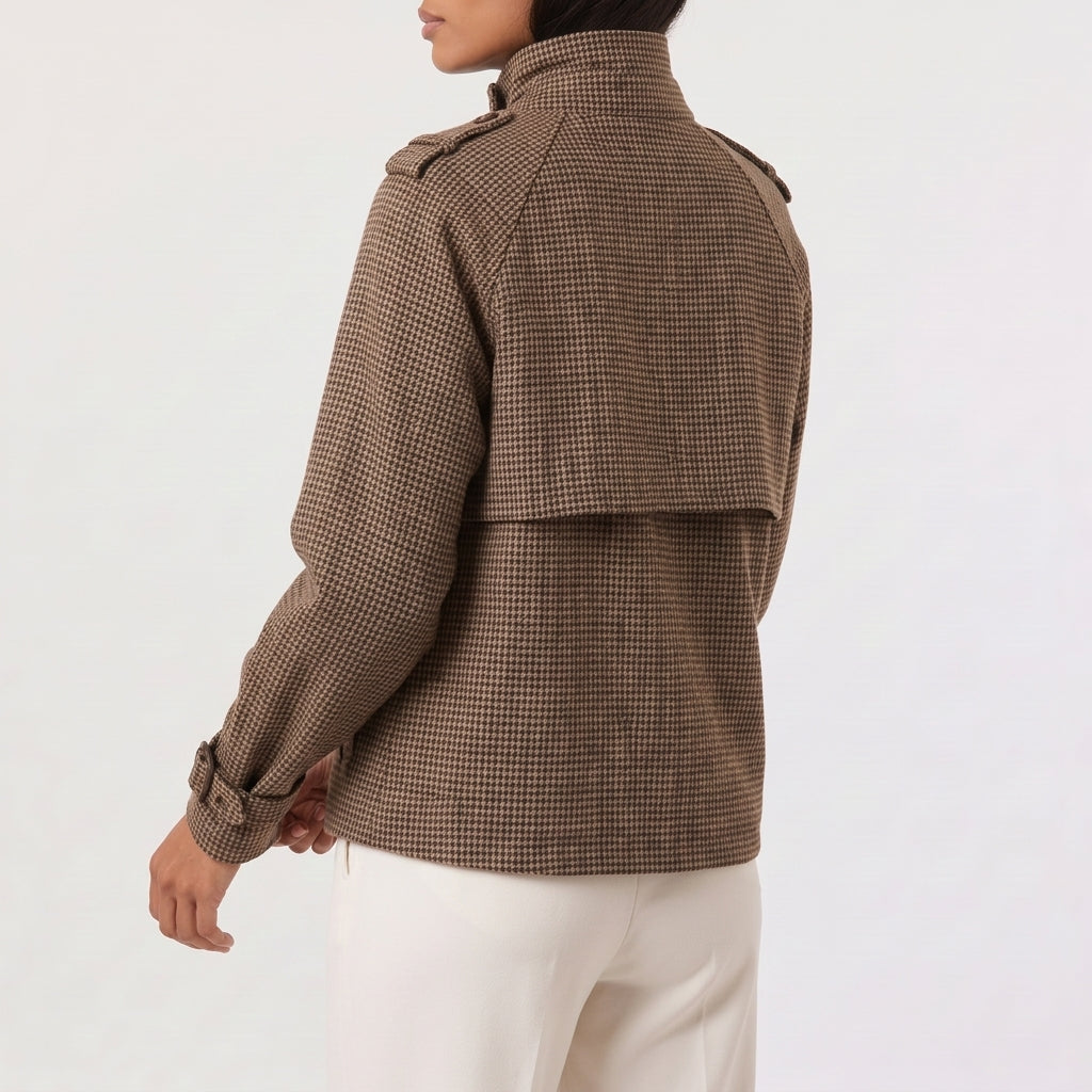 Oda Houndstooth Trench Jacket