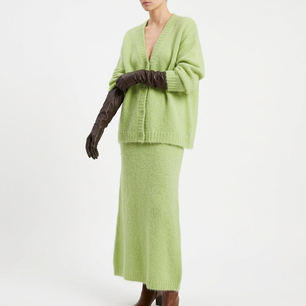 Solvig Brushed Knit Skirt Set - Pistachio