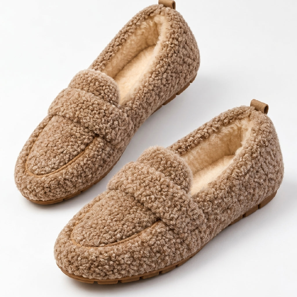 Sunniva Wool Lined Loafer Slippers - Camel