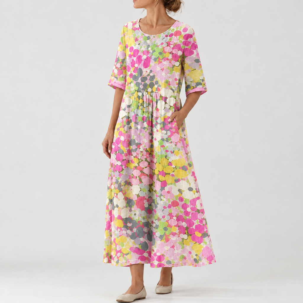 Sofia Gathered Midi Dress