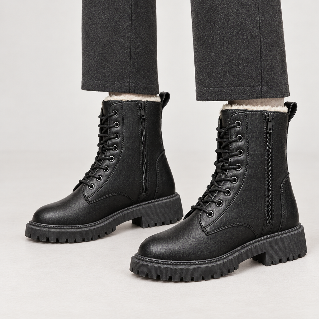 Carla Lace Up Boots - Black