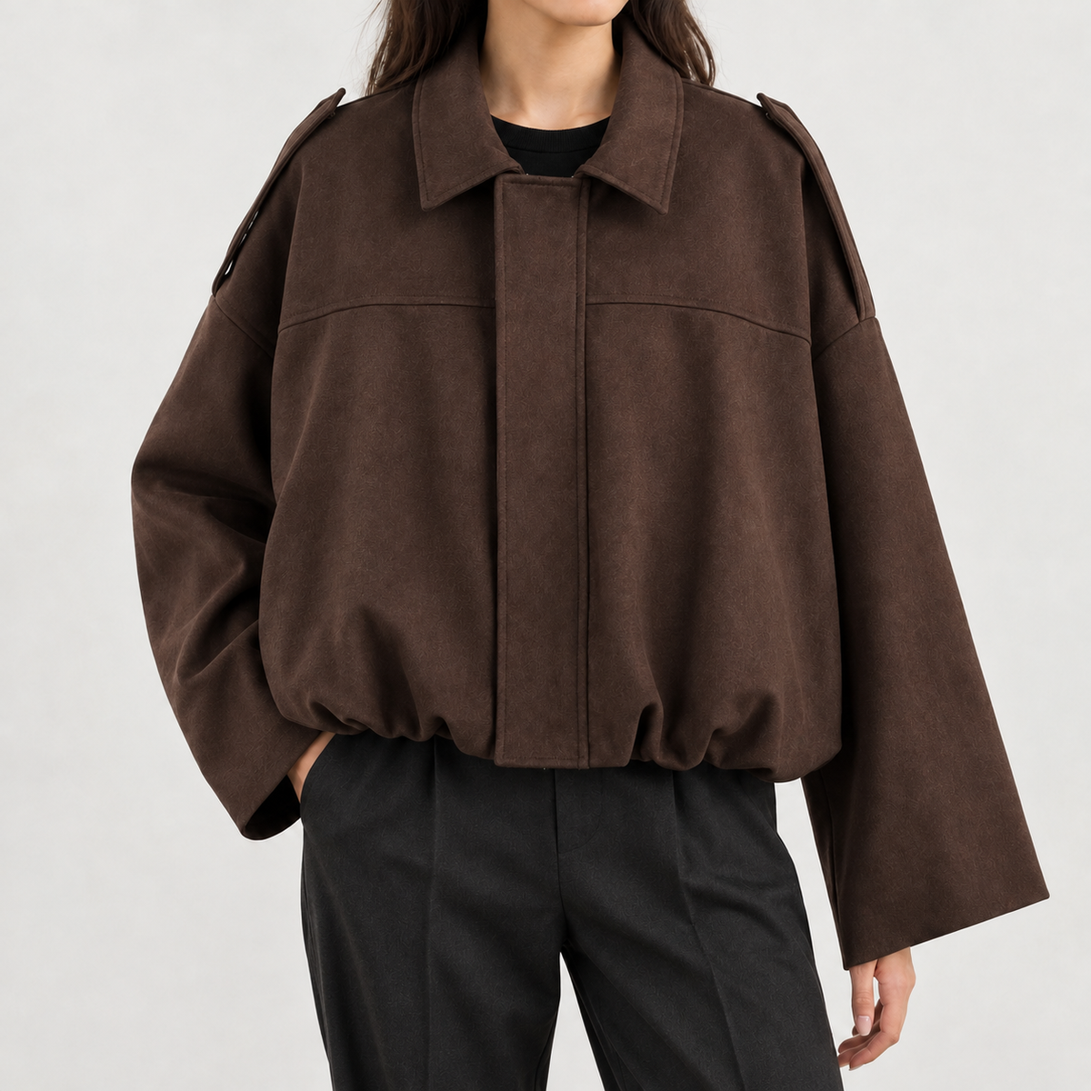 Ilona Suede Texture Jacket - Coffee
