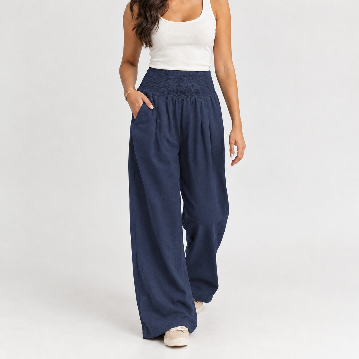 Annick Wide Leg Pants - Navy Blue