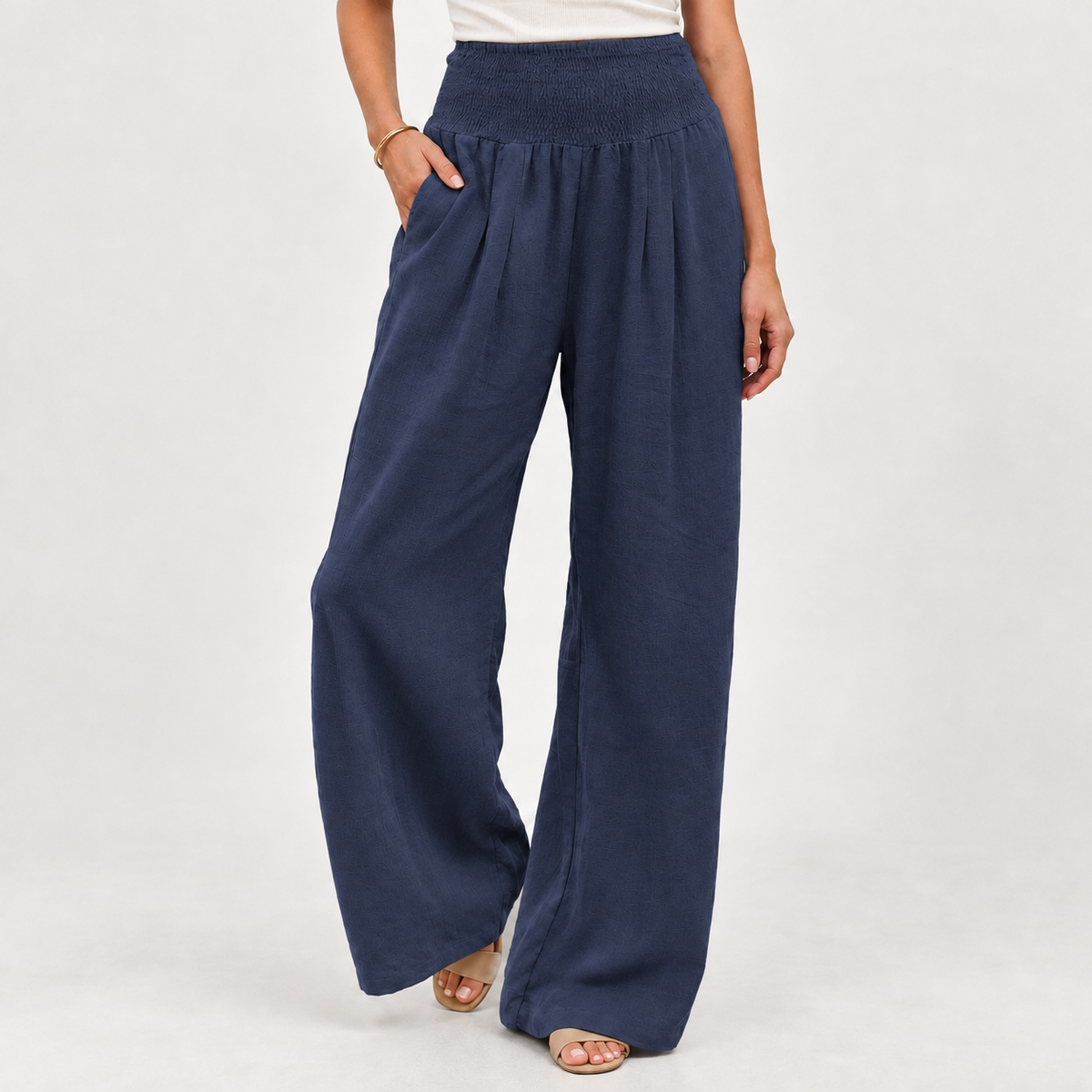 Annick Wide Leg Pants - Navy Blue