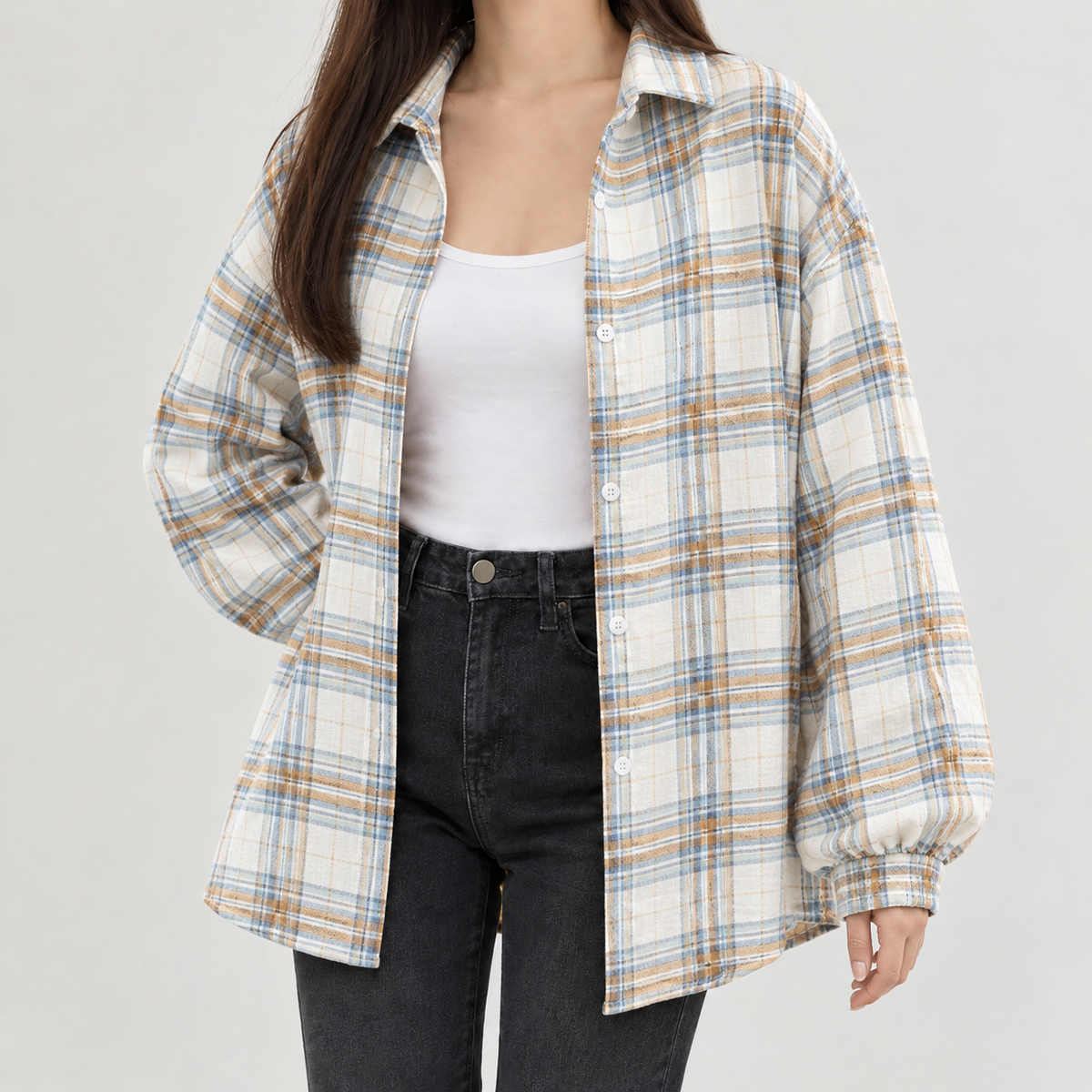Charline Plaid Overshirt - Apricot