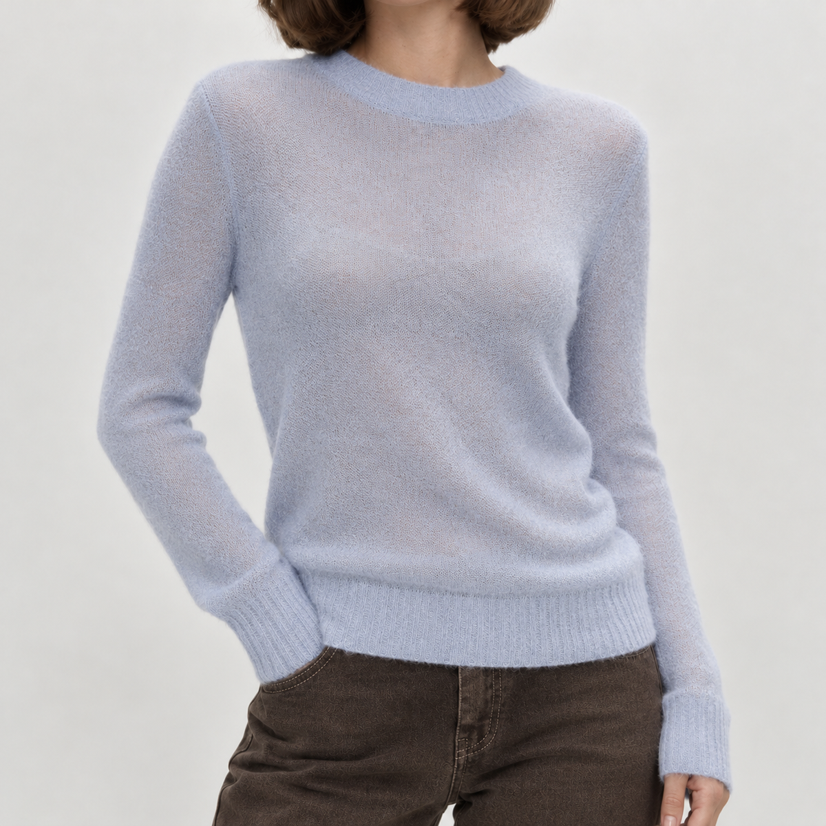 Erica Sheer Knit Sweater - Sky Blue