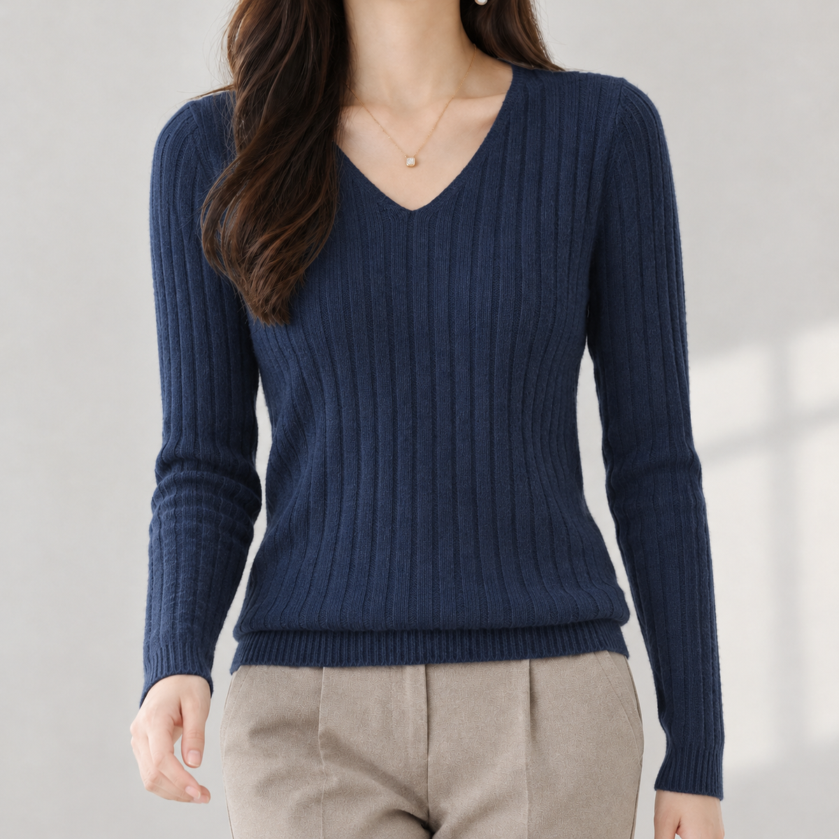 Aline V Neck Sweater - Dark Blue