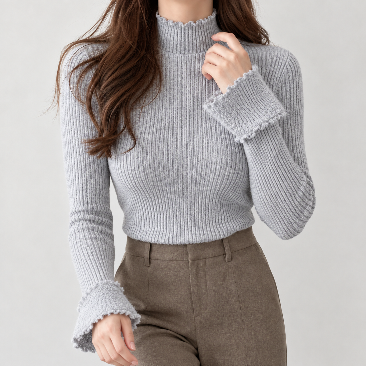 Emmelie Ribbed Sweater - Gray