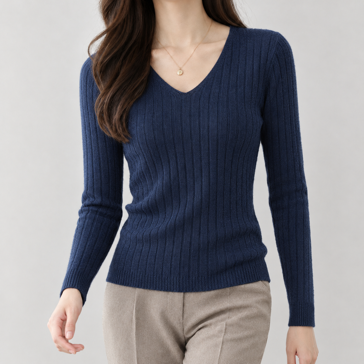 Aline V Neck Sweater - Dark Blue