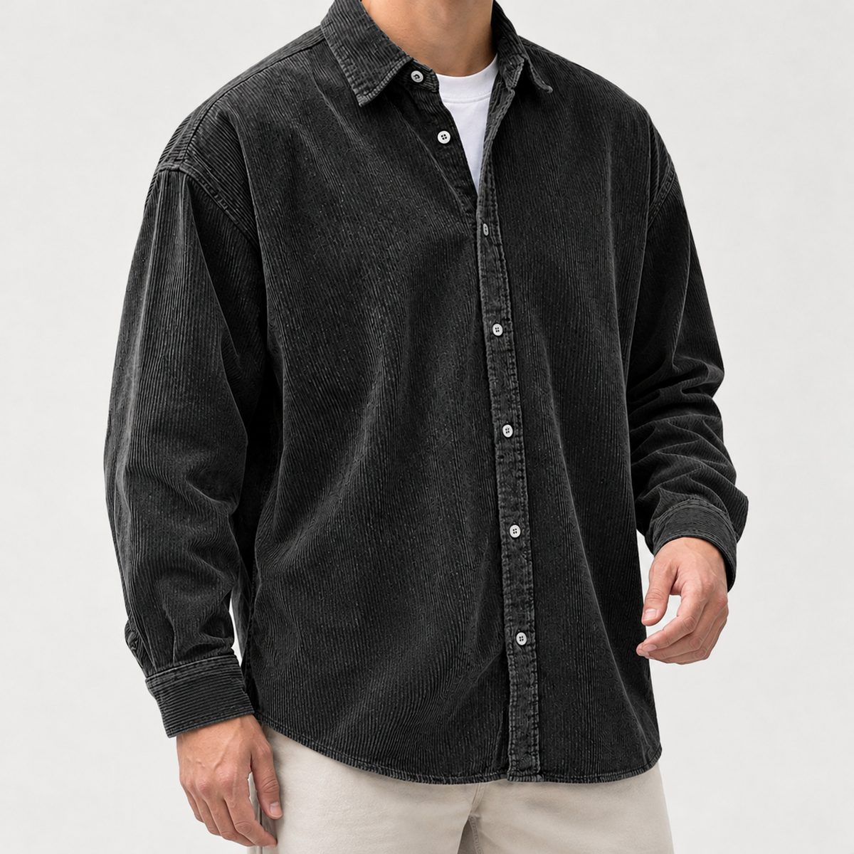 Marius Corduroy Overshirt - Black
