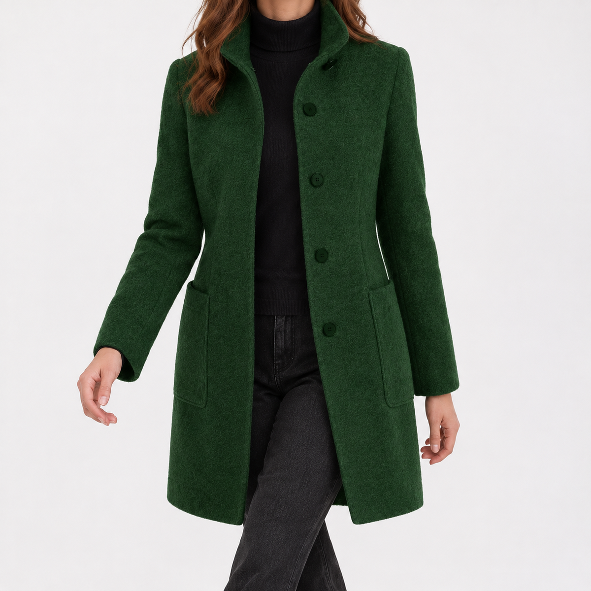 Corinna Stand Collar Jacket - Dark Green
