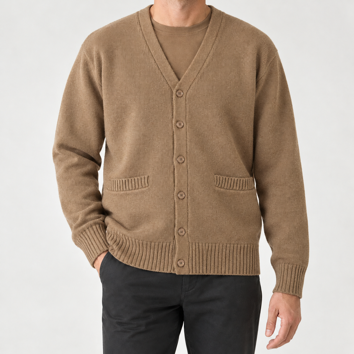 Anibal V Neck Cardigan - Tea