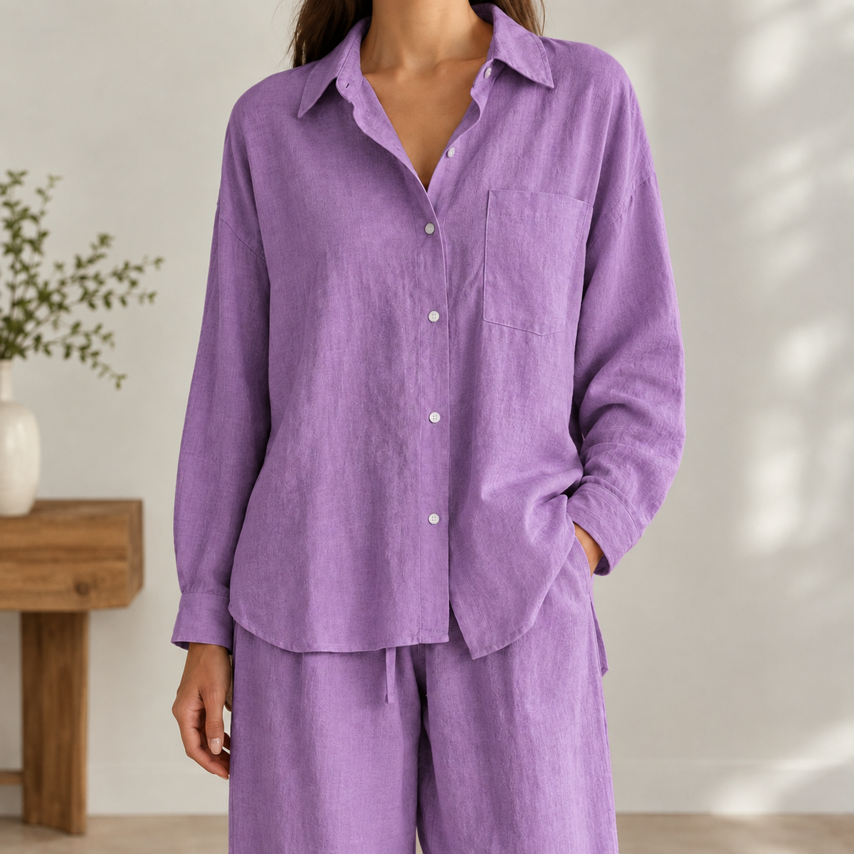 Christine Relaxed Pants Set - Purple